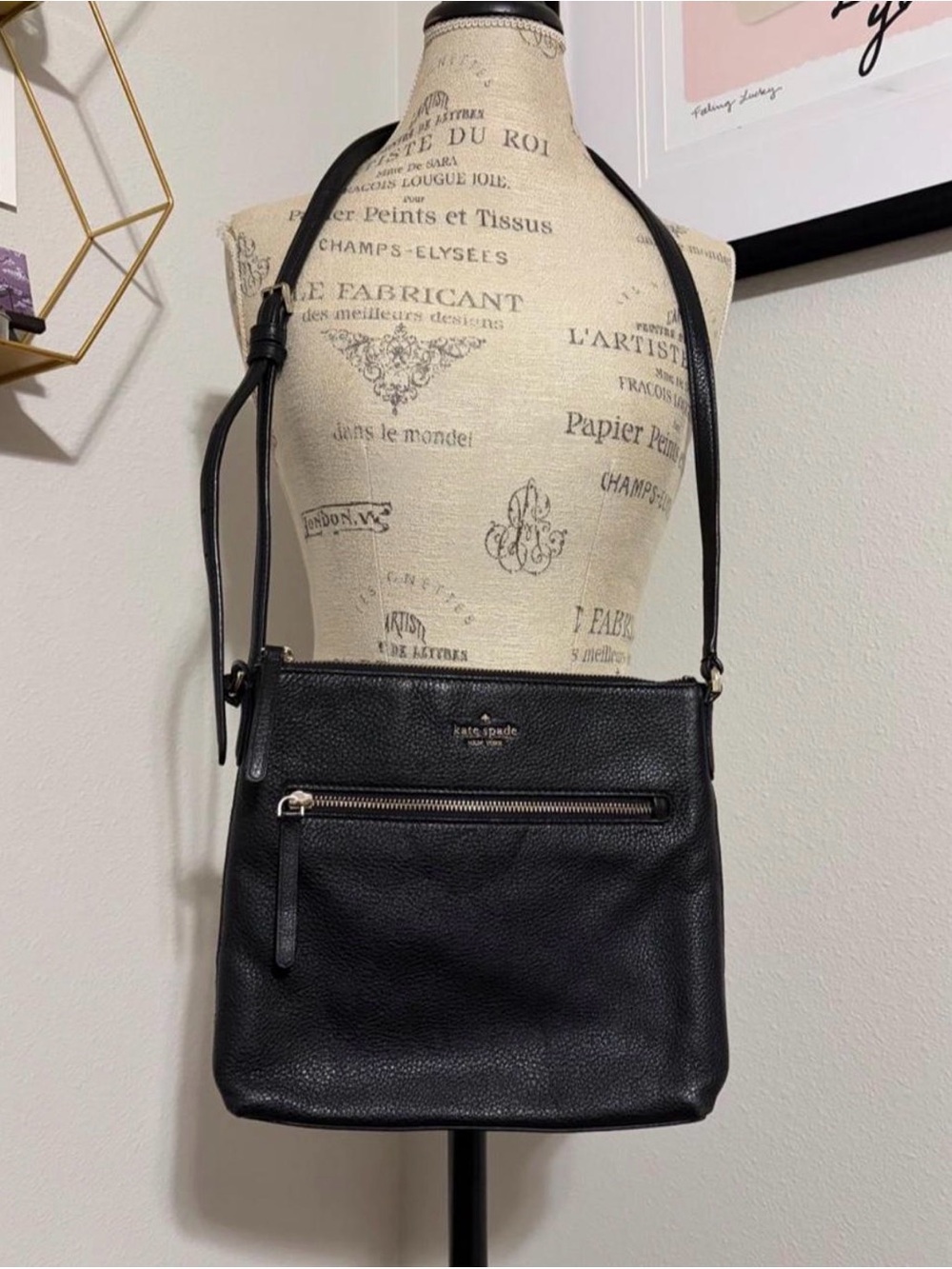 kate spade black pebble leather shoulder crossbody